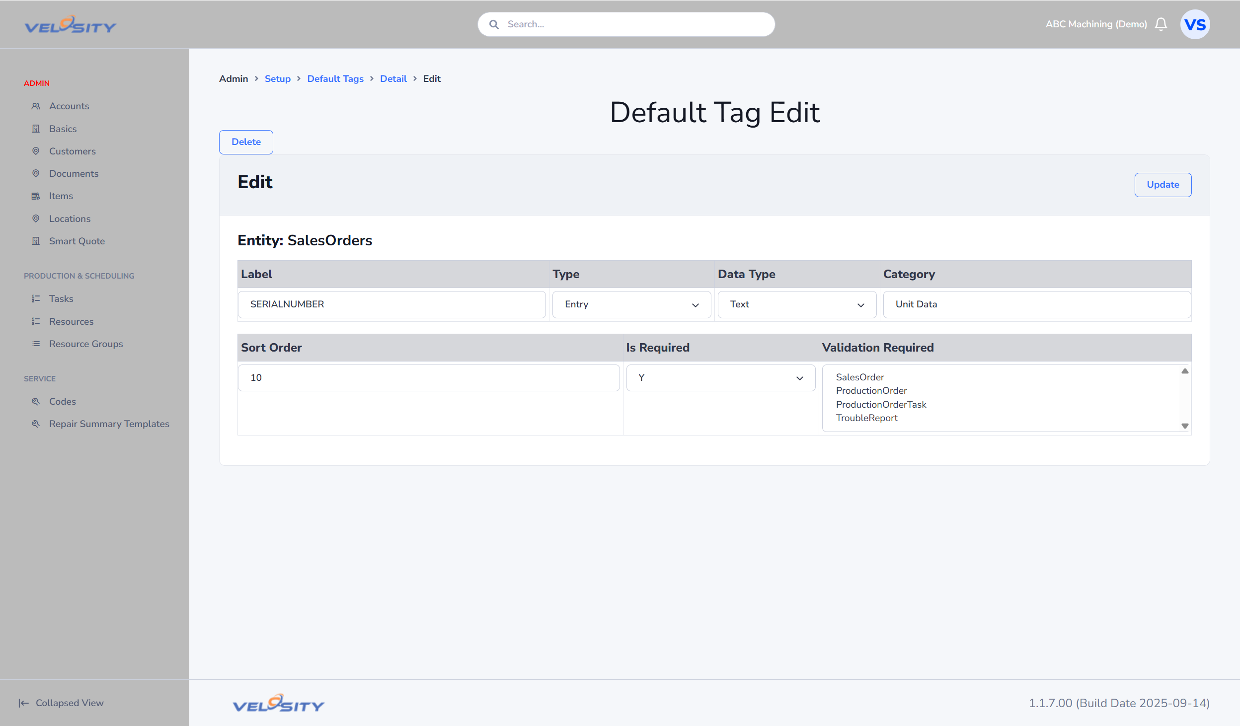 Default Tag Edit