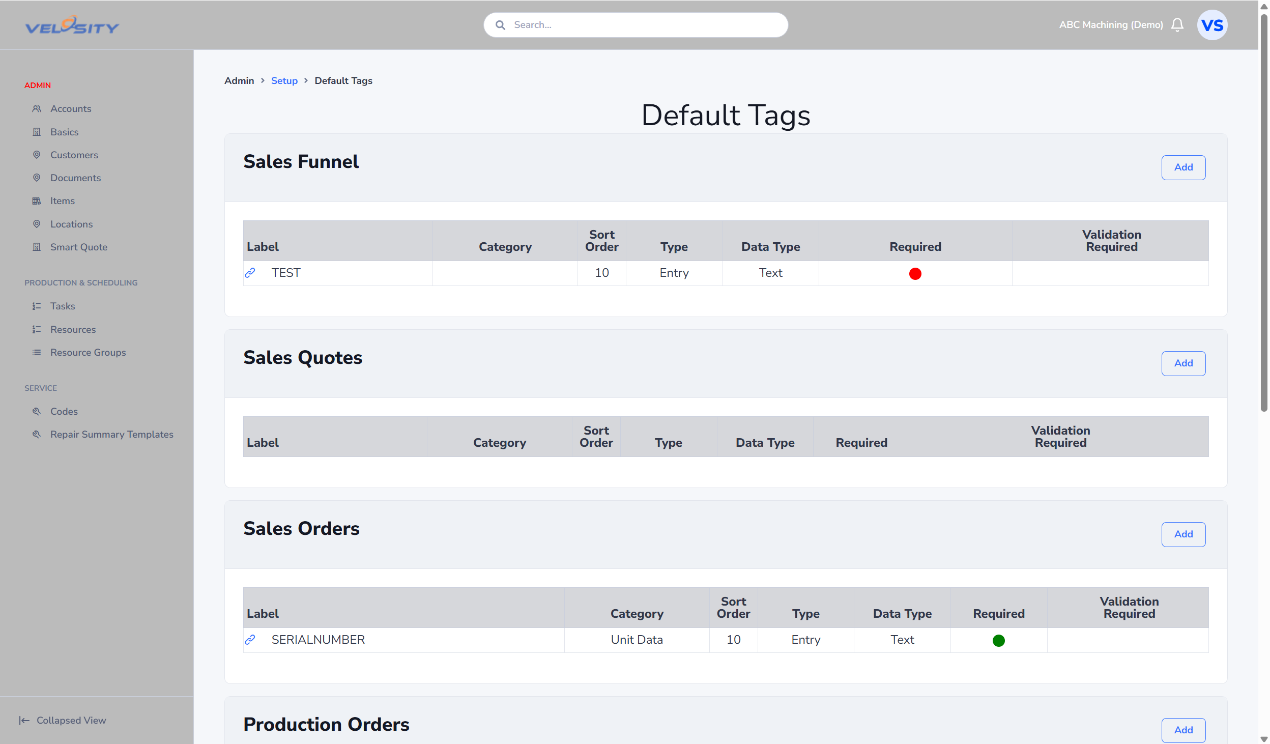 Default Tags