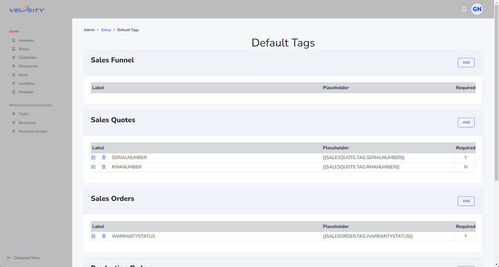 Default Tags