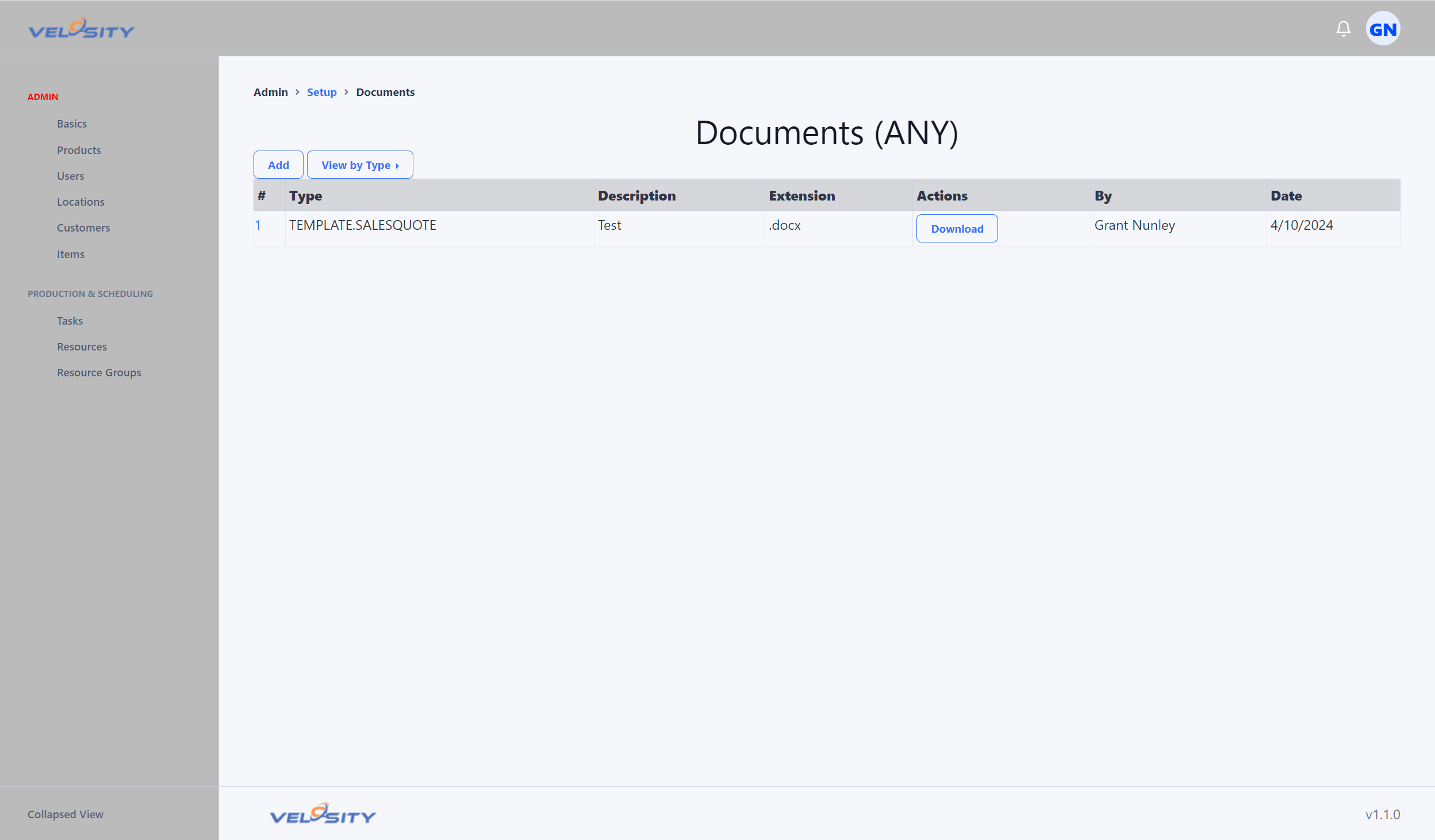 Administration - Document Templates - Velosity Documentation