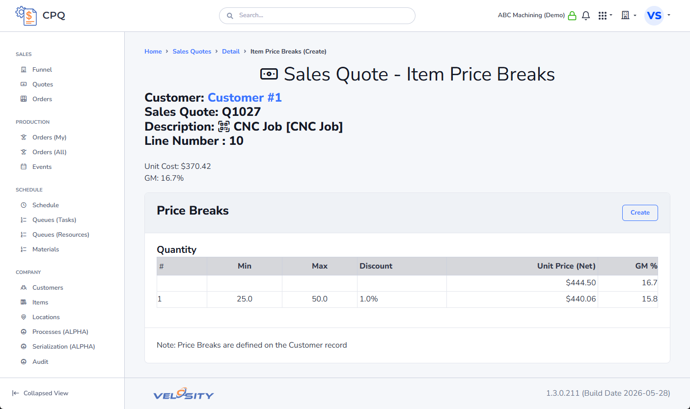 Sales Quote - Create Price Breaks