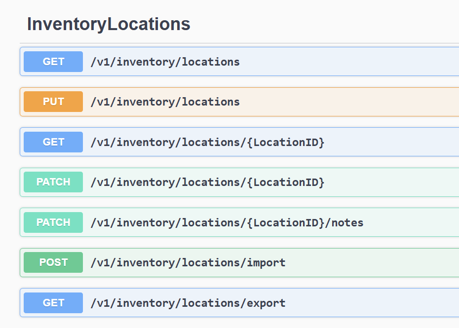 Inventory Locations API