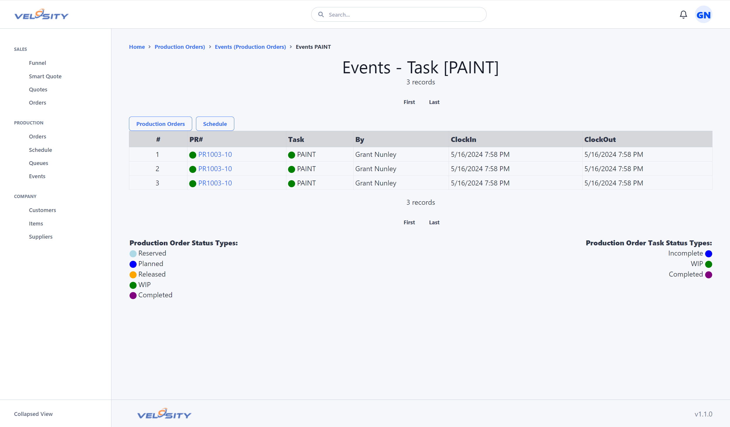 Events Tab